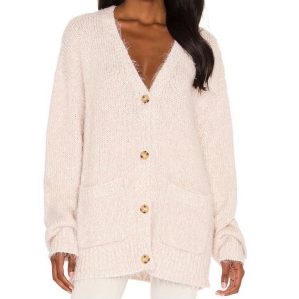 Free People Nevermind Cardigan Eyelash Sweater Soft XS Oversized Warm